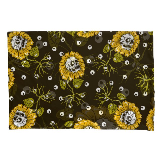Sunflower Skulls: Unique Seamless Pattern. Pillowcase (Front)