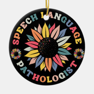 Sunflower SLP Speech Language Pathologist Gift Ceramic Tree Decoration