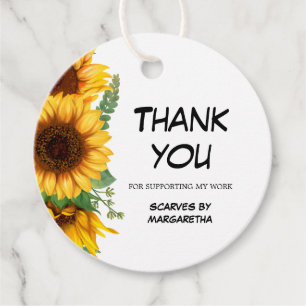 Sunflower Small Business Thank you Tags