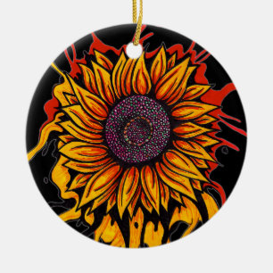 Sunflower Splattered Ceramic Tree Decoration