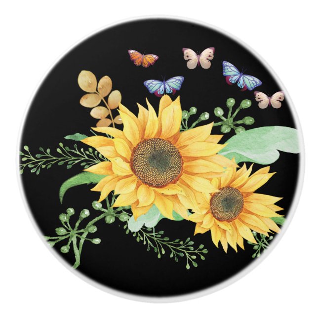 sunflower spring ceramic knob (Front)