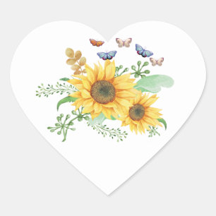 sunflower spring heart sticker