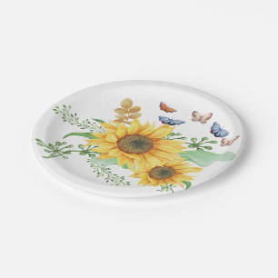 sunflower spring paper plate