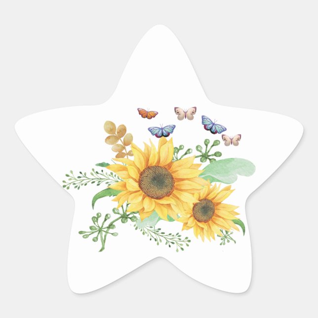 sunflower spring star sticker (Front)