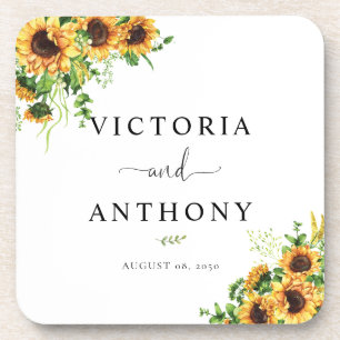 Sunflower Square Wedding Coaster