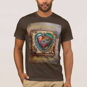 Sunflower Stained Glass Heart Steampunk Series T-Shirt