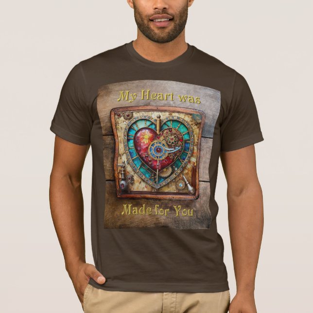Sunflower Stained Glass Heart Steampunk Series T-Shirt (Front)