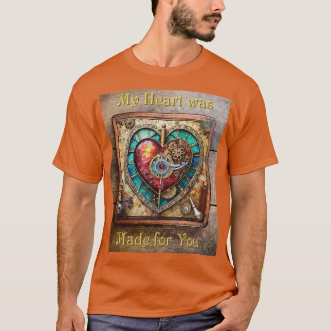 Sunflower Stained Glass Heart Steampunk Series T-Shirt (Front)