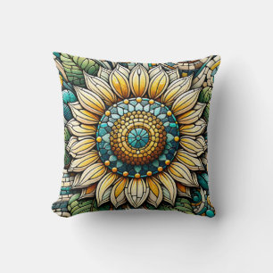 Sunflower Stained Glass Mosaic Cushion