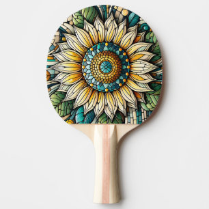 Sunflower Stained Glass Mosaic Ping Pong Paddle