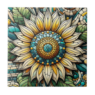 Sunflower Stained Glass Mosaic Tile