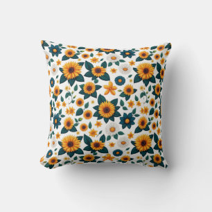 Sunflower Stampede: Nature's Groovy Disco Cushion