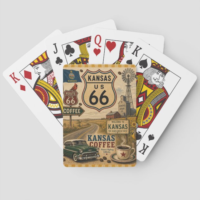 Sunflower State Mother Road Game Night Playing Cards (Back)
