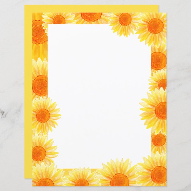Sunflower Stationery Paper (Front/Back)