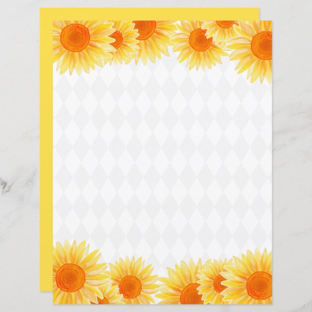 Sunflower Stationery Paper (Front/Back)