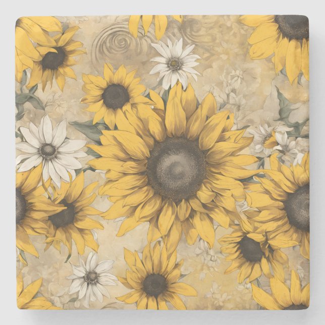 Sunflower Stone Coaster (Front)