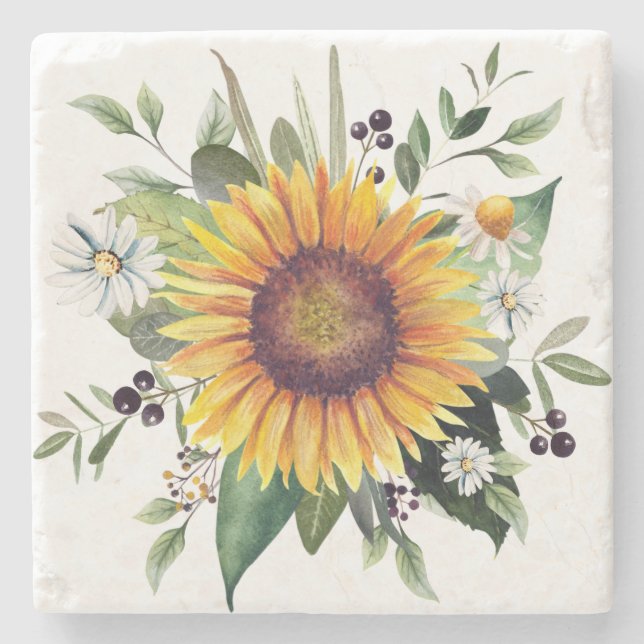 Sunflower Stone Coaster (Front)