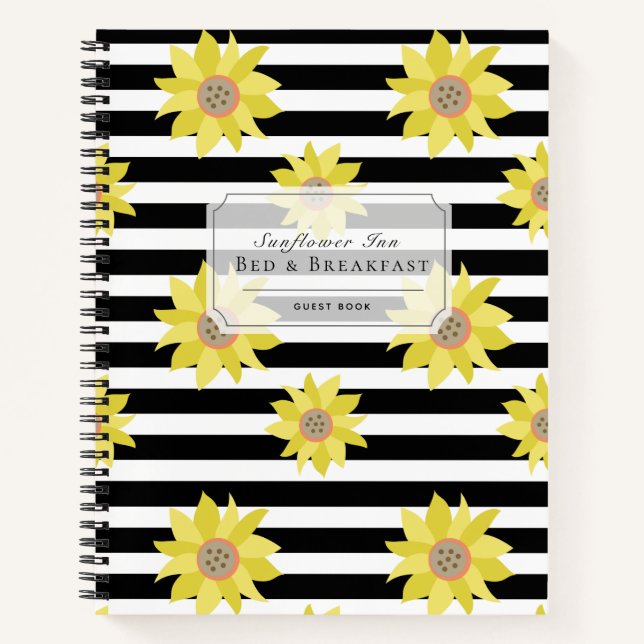 Sunflower Stripe B&B Vacation Rental Guest Book (Front)