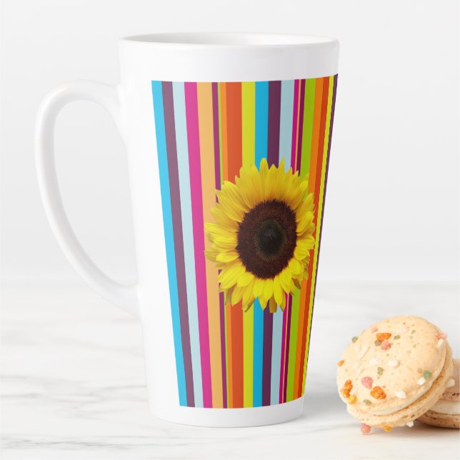 Sunflower Stripe Latte Mug (In Situ)