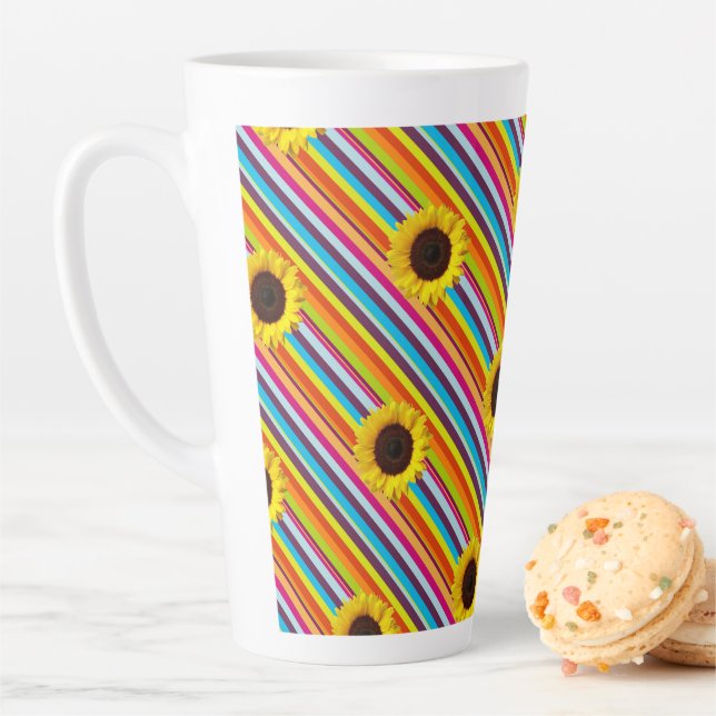 Sunflower Stripe Latte Mug (In Situ)