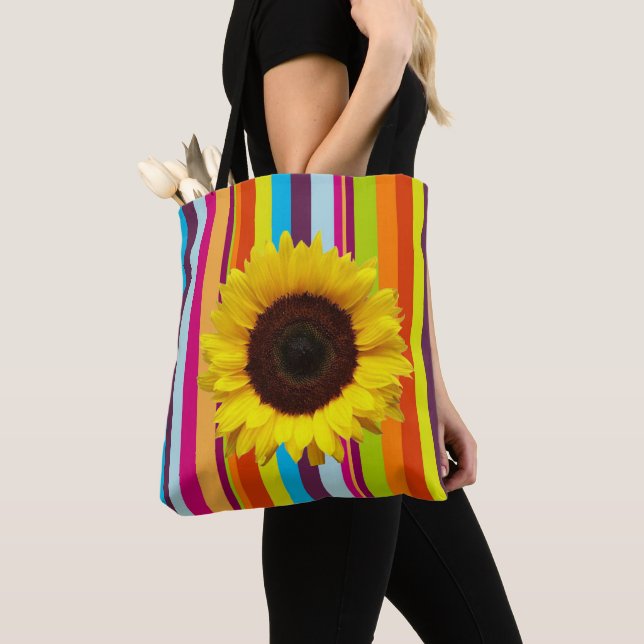 Sunflower Stripe Tote Bag (Close Up)