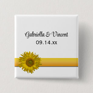Sunflower Stripe Wedding 15 Cm Square Badge