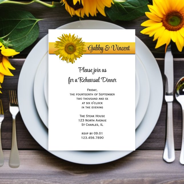 Sunflower Stripe Wedding Rehearsal Dinner Invite (Creator Uploaded)