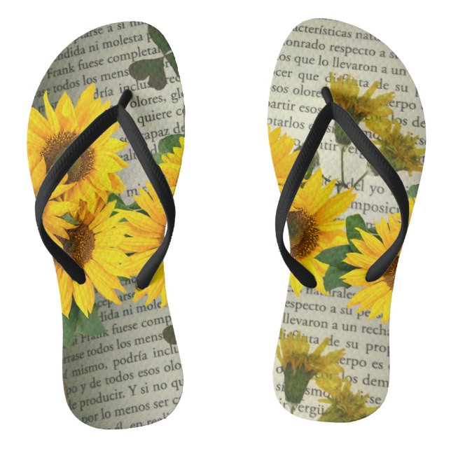 Sunflower strips and letters, yellow and green jandals (Footbed)