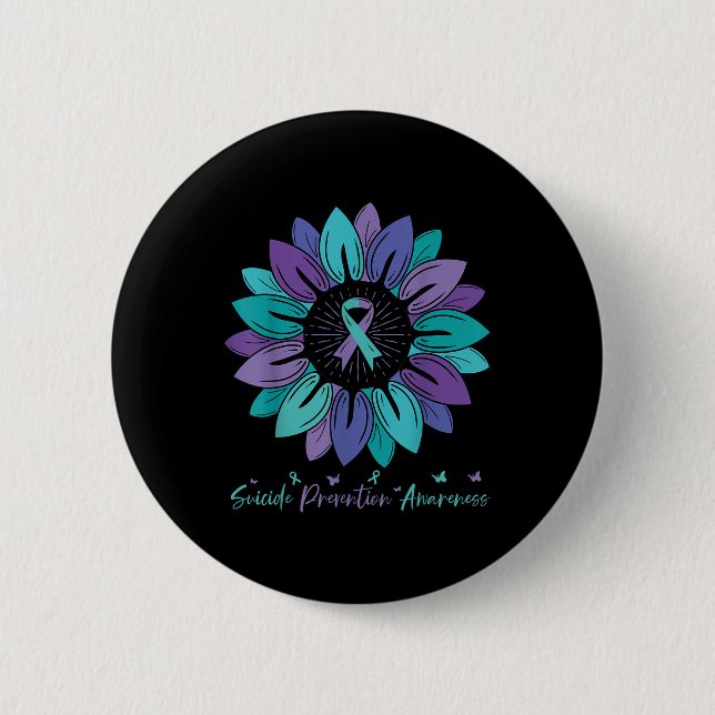 Sunflower Suicide Prevention Awareness Month  6 Cm Round Badge (Front)