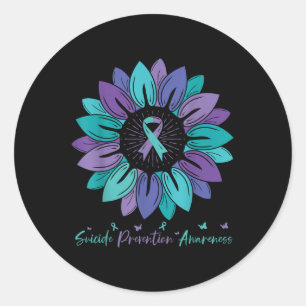 Sunflower Suicide Prevention Awareness Month  Classic Round Sticker