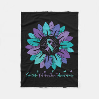 Sunflower Suicide Prevention Awareness Month Fleece Blanket