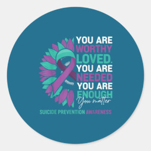 Sunflower Suicide Prevention Awareness Motivationa Classic Round Sticker