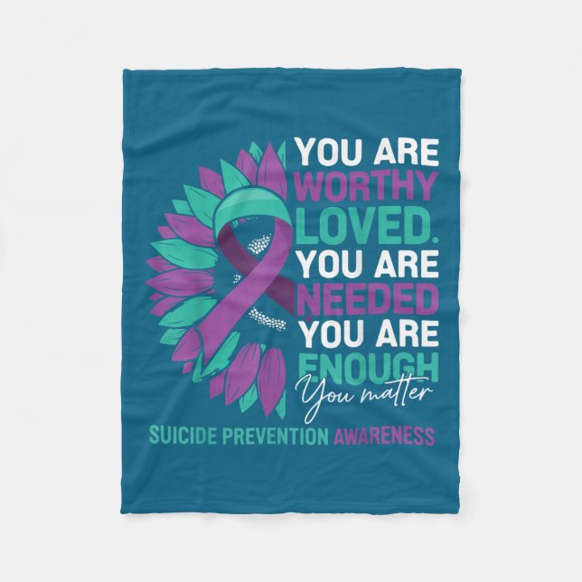Sunflower Suicide Prevention Awareness Motivationa Fleece Blanket (Front)