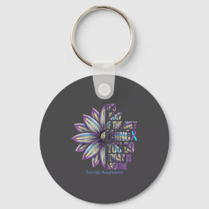 Sunflower Suicide Prevention Awareness Week Teal P Key Ring