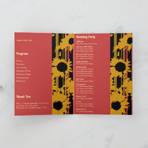 Sunflower Summer Gold Red Wedding Photo Programme