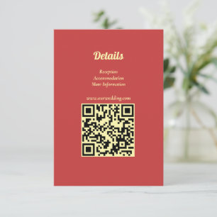 Sunflower Summer Gold Red Wedding QR Code Enclosure Card