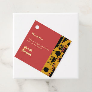 Sunflower Summer Gold Red Wedding Thank You Favour Tags