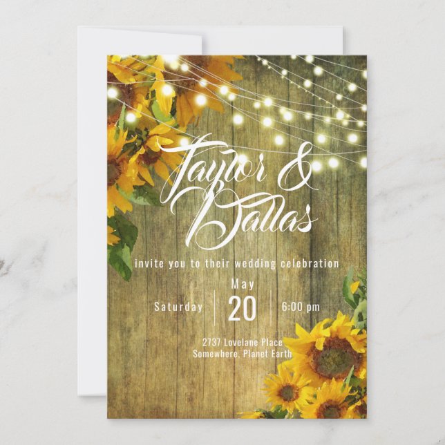 Sunflower Summer | Rustic Americana Invitation (Front)