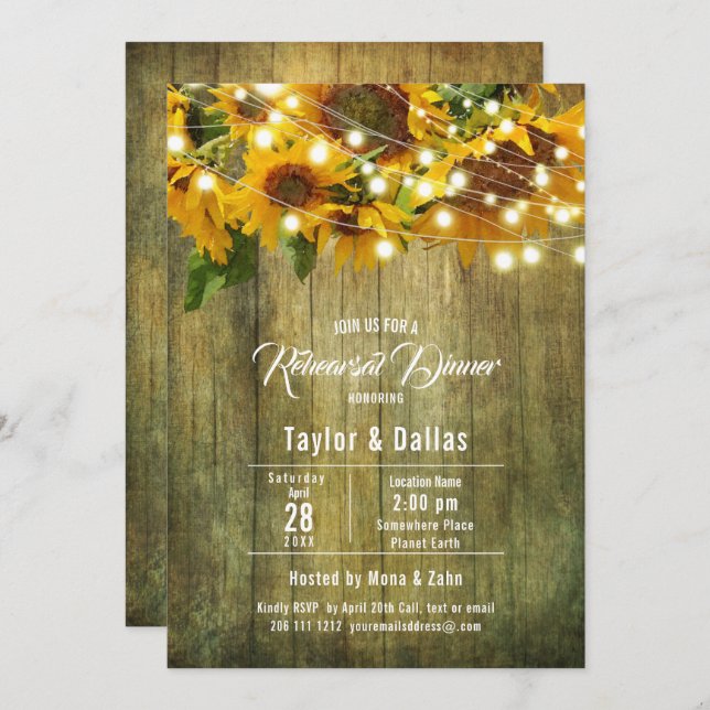 Sunflower Summer | Rustic Americana Invitation (Front/Back)