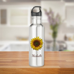 Sunflower Sunflower Rustic Botanical Personalized 710 Ml Water Bottle