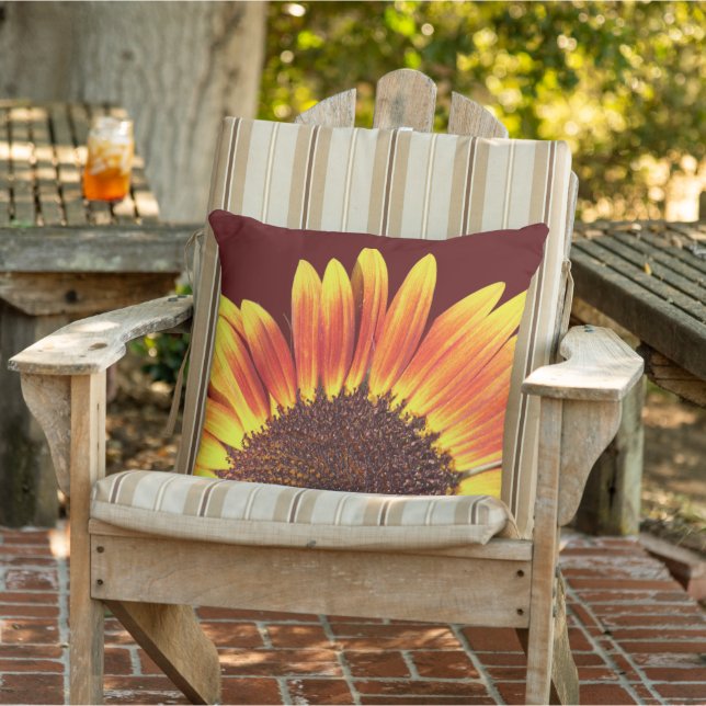 Sunflower Sunrise Floral Throw Pillow (Chair)