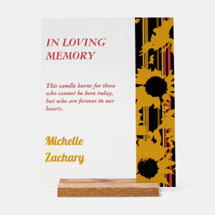 Sunflower Sunset Coral Modern Wedding Memorial  Acrylic Sign