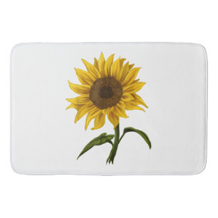 Sunflower Sunshine Floral Watercolor Flower Bath Mat