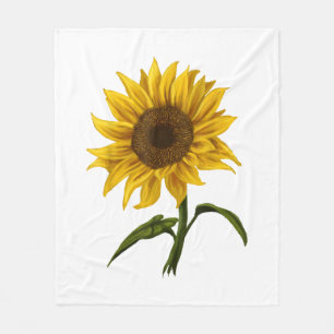 Sunflower Sunshine Floral Watercolor Flower Fleece Blanket