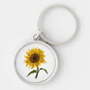 Sunflower Sunshine Floral Watercolor Flower Key Ring