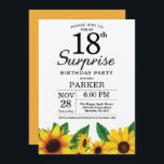 Sunflower Surprise 18th Birthday Invitation<br><div class="desc">Sunflower Surprise 18th Birthday Invitation. Floral Flowers and White Background. Country Vintage Retro. Women Birthday. 12th 13th 15th 16th 18th 20th 21st 30th 40th 50th 60th 70th 80th 90th 100th, any ages. Printable Digital. For further customisation, please click the "Customise it" button and use our design tool to modify this...</div>