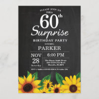 Sunflower Surprise 60th Birthday Invitation
