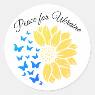 Sunflower symbol of Peace for Ukraine.  Classic Round Sticker