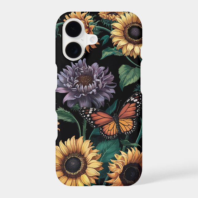 Sunflower Symphony Dark Floral Monarch Butterfly (Back)