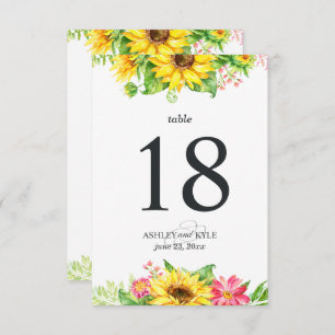 Sunflower table number with white background